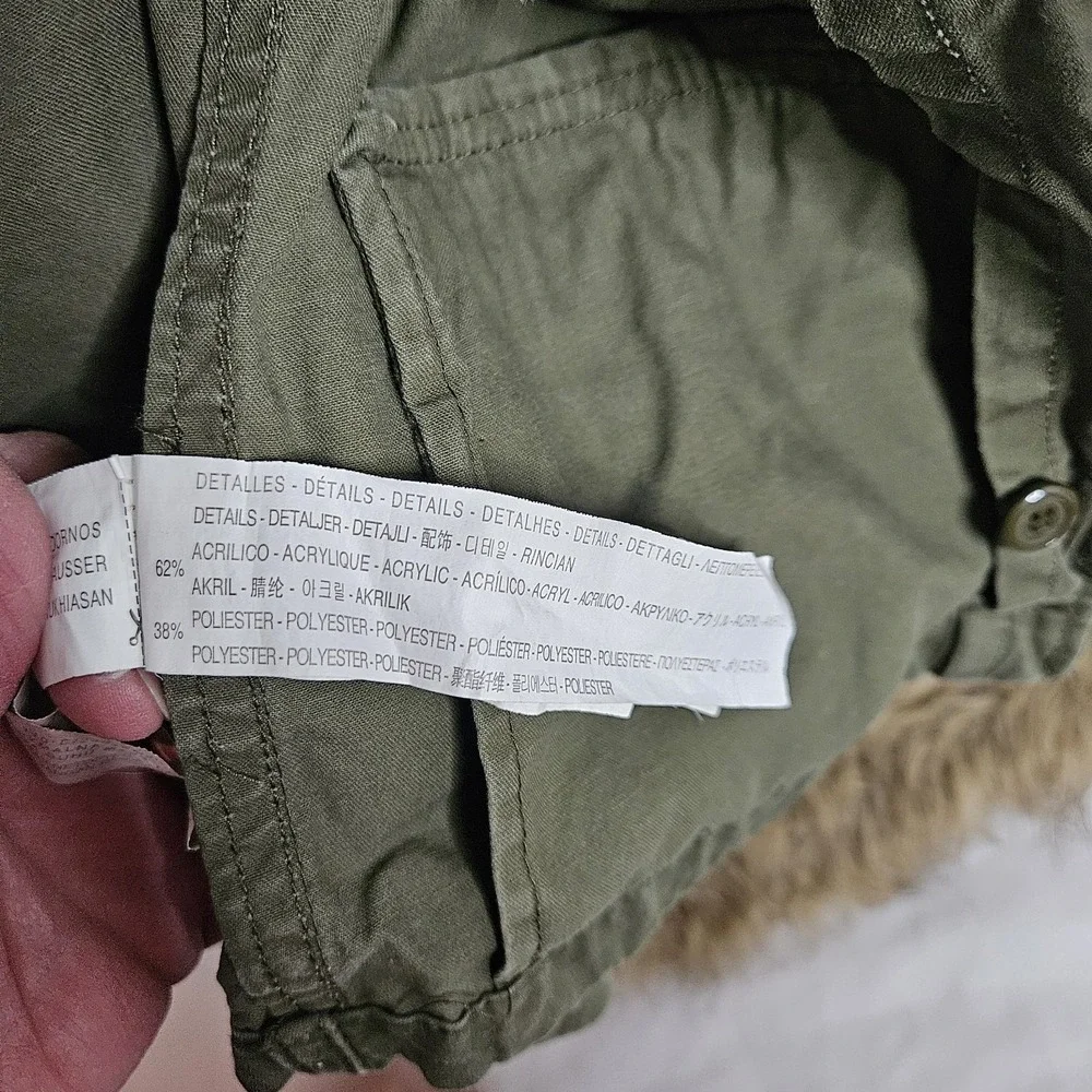 Zara Baby Boy‎  Army Green Faux Fur Hooded Winter Jacket Coat Size 18 24 Months